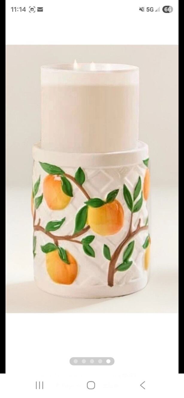 Bath & Body Works Vera Bradley Peach Ceramic Pedestal 3-Wick Candle Holder NEW🍑